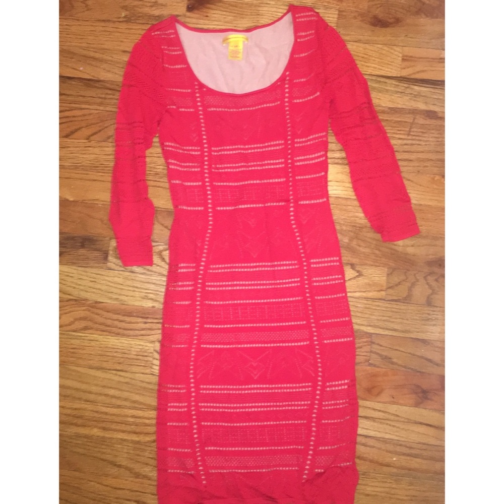 Catherine Malandrino red lace body con dress