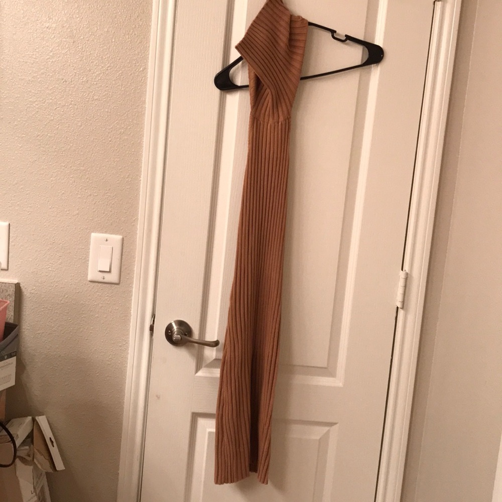 Coffee colored dress with out back and turtleneck