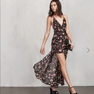 Reformation Hayworth Dress (black floral)