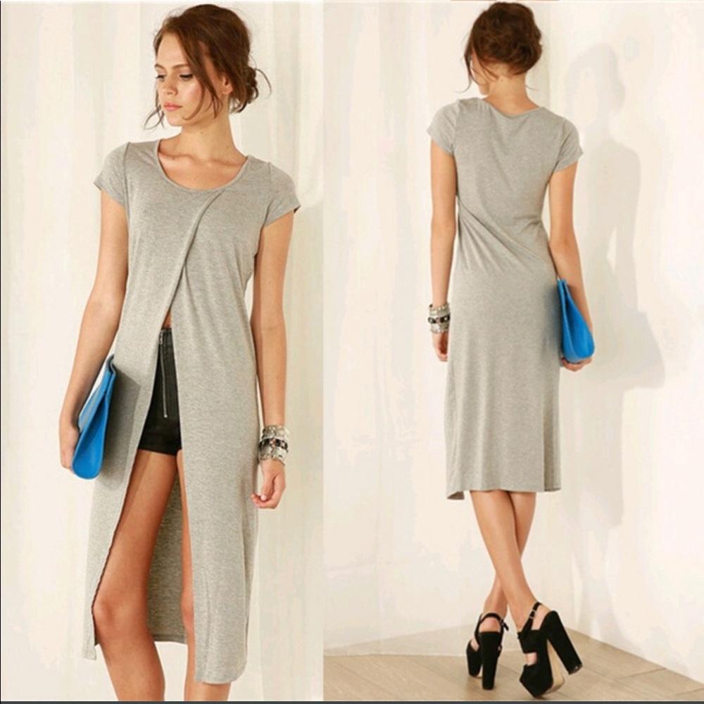 Grey open front tunic