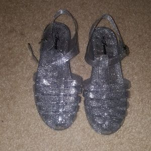 Silver sparkle sandals