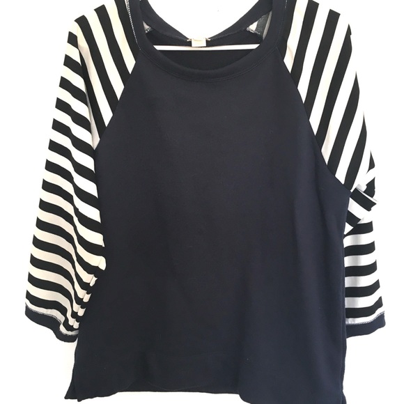 J. Crew navy and white sweater shirt. - Picture 2 of 7