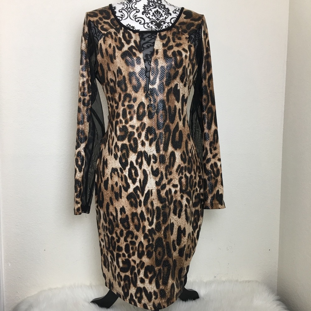 VINTAGE Glittery Snake/ Leopard Body Con Dress