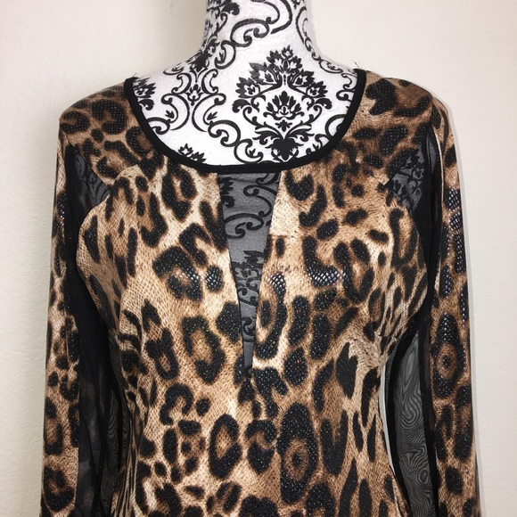 VINTAGE Glittery Snake/ Leopard Body Con Dress - Picture 3 of 8