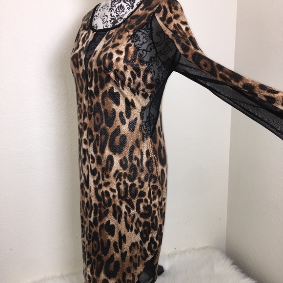 VINTAGE Glittery Snake/ Leopard Body Con Dress - Picture 5 of 8