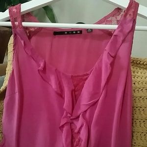 Pink silk sleeveless blouse