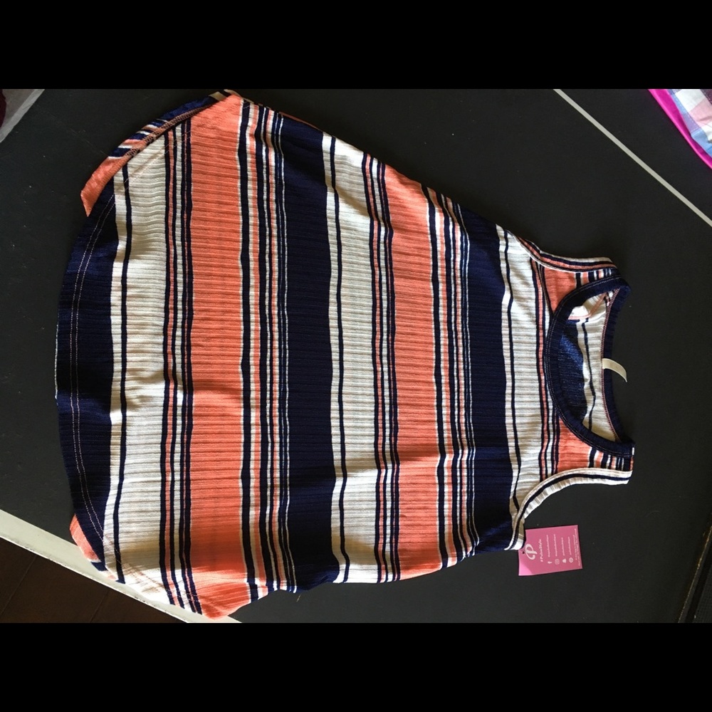 Striped navy blue and coral tank top