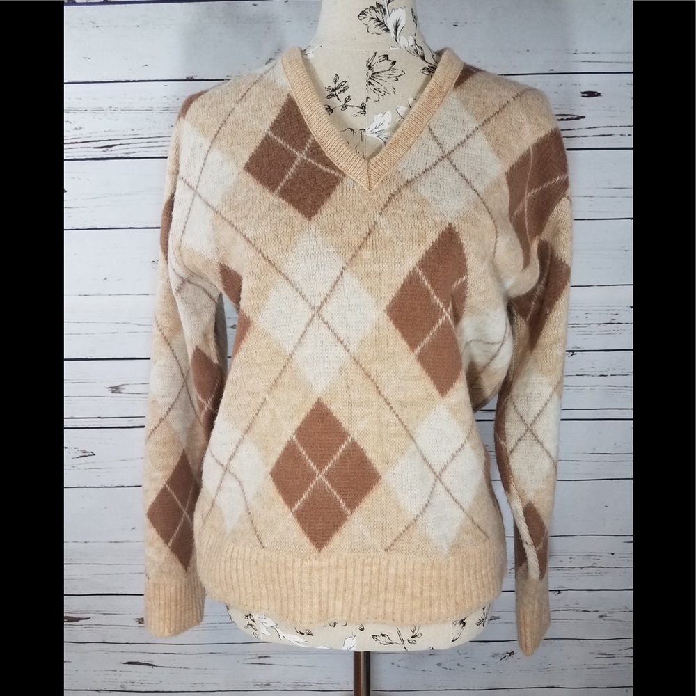 Superb vintage McGregor argyle sweater sz M
