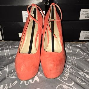 Orange platform heels