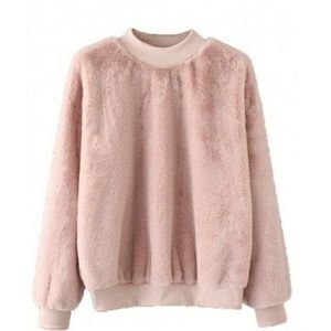 🆕 Mauve /Rose Pink Faux Fur Sweatshirt