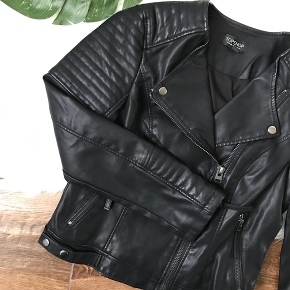Topshop • Vegan Faux Leather Moto Biker Zip Jacket - Picture 5 of 8