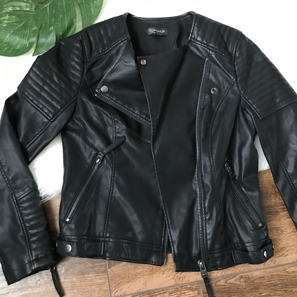 Topshop • Vegan Faux Leather Moto Biker Zip Jacket - Picture 6 of 8