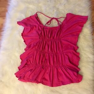 Bright pink ruffled top