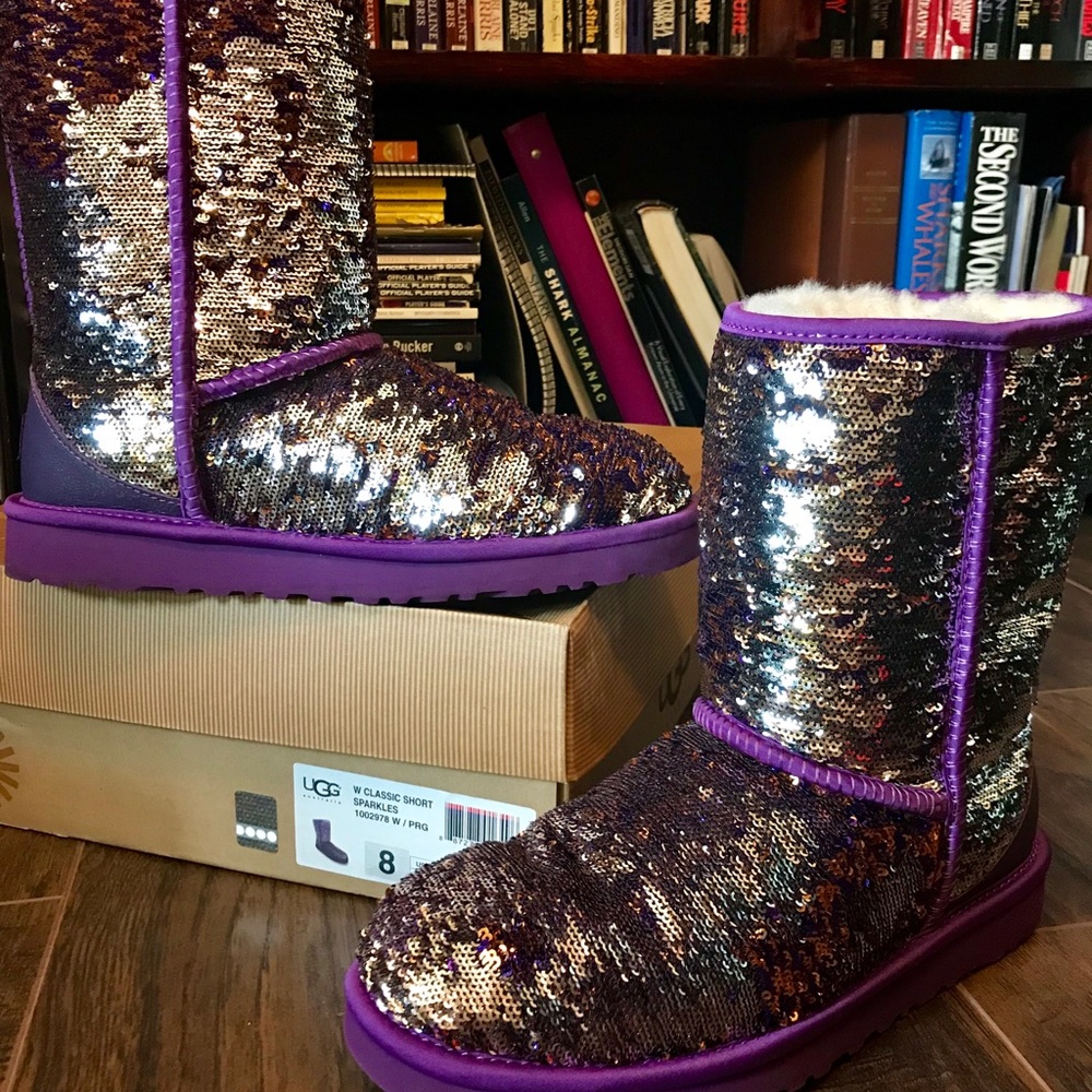 SOLD-Ugg Purple/Silver/Gold sequin boots
