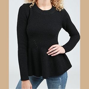 Long Sleeve Peplum Black Sweater