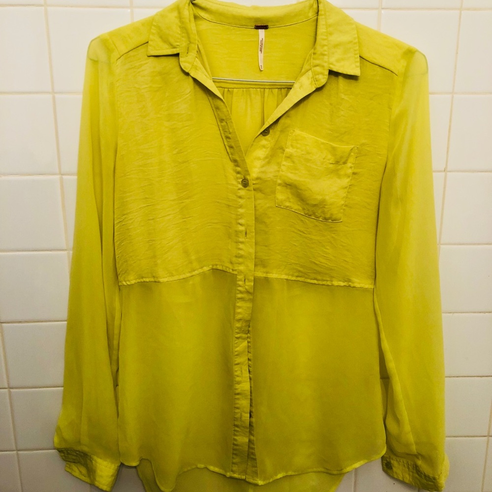 FREE PEOPLE | neon yellow blouse