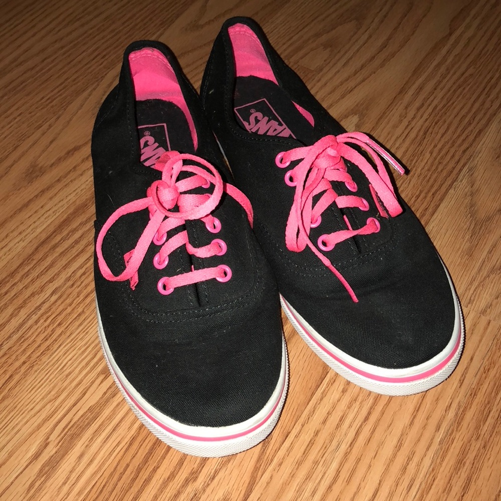 Vans with hot pink accent