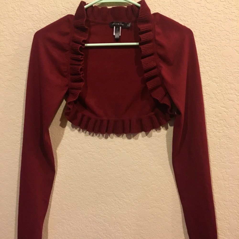 The Limited burgundy crop cardigan
