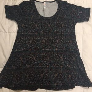 LulaRoe perfect t black with colorful pattern