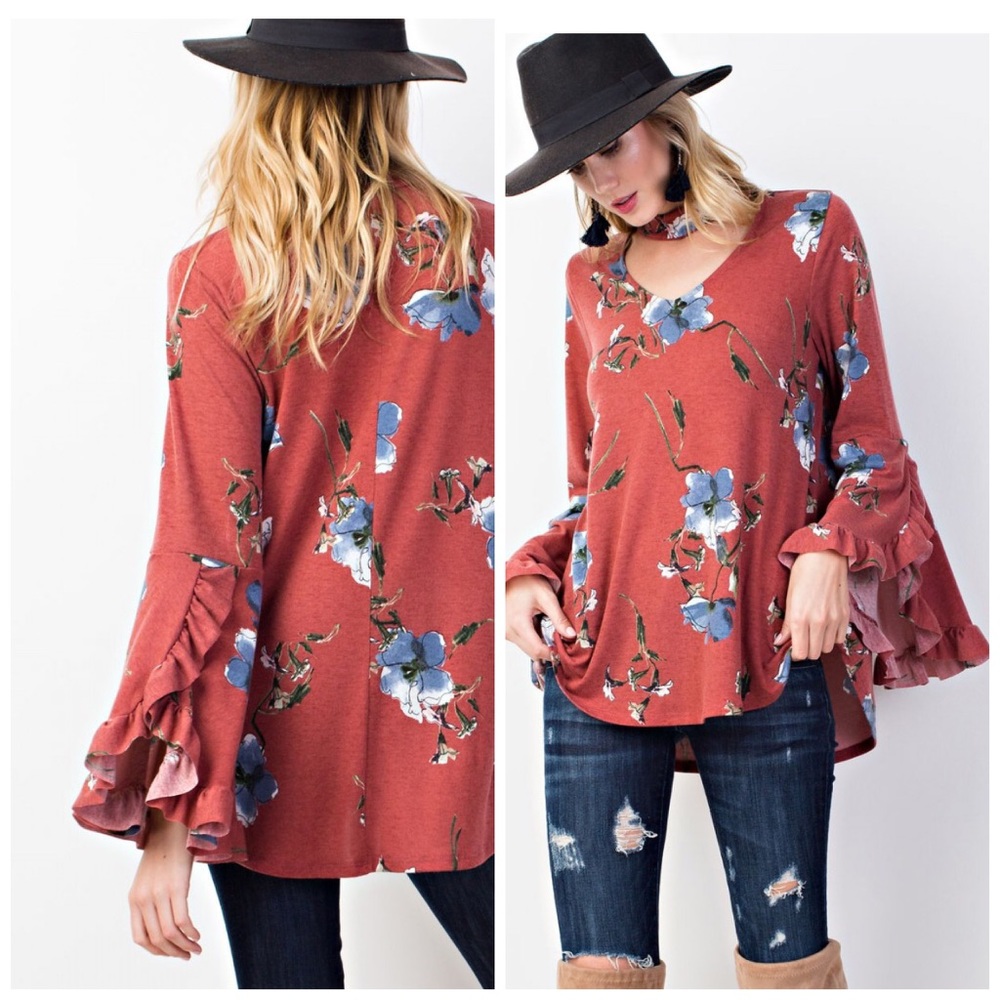 LAST 1! Gorgeous & soft Bell Ruffle Sleeve Top❤️ - Picture 1 of 3