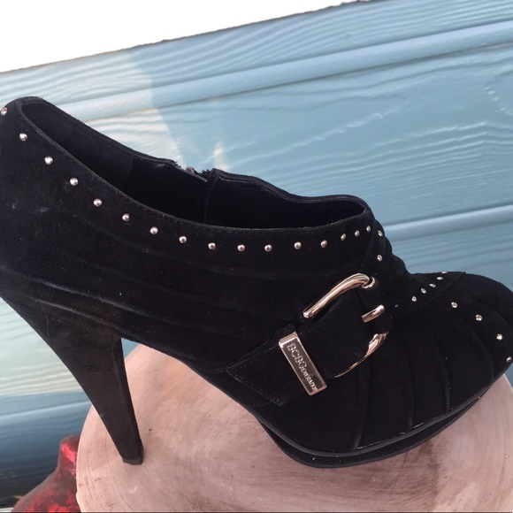 BCBG Shoes - BCBG black SEXY ladies suede studded buckle ankle booties