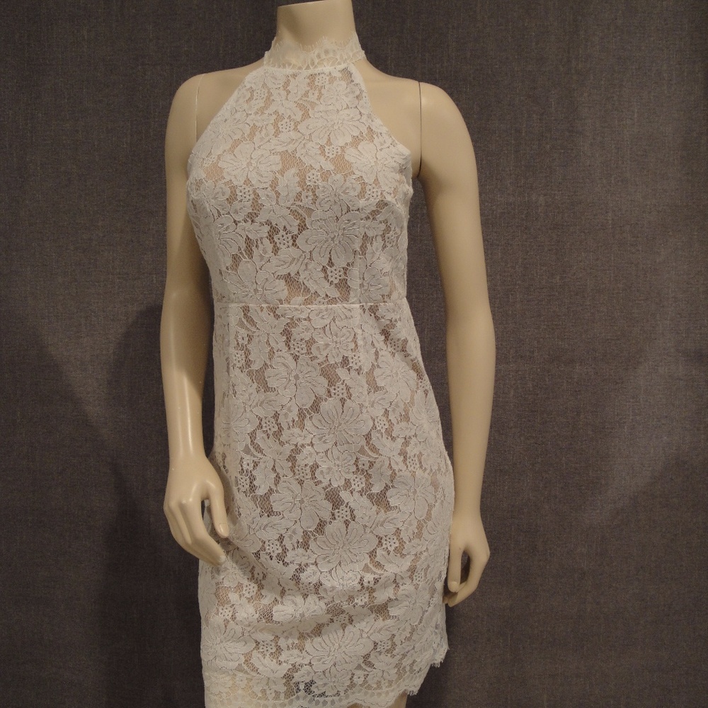 Ladies cream lined lace dress Small
