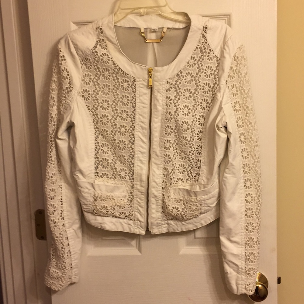 White Leather/lace Jacket