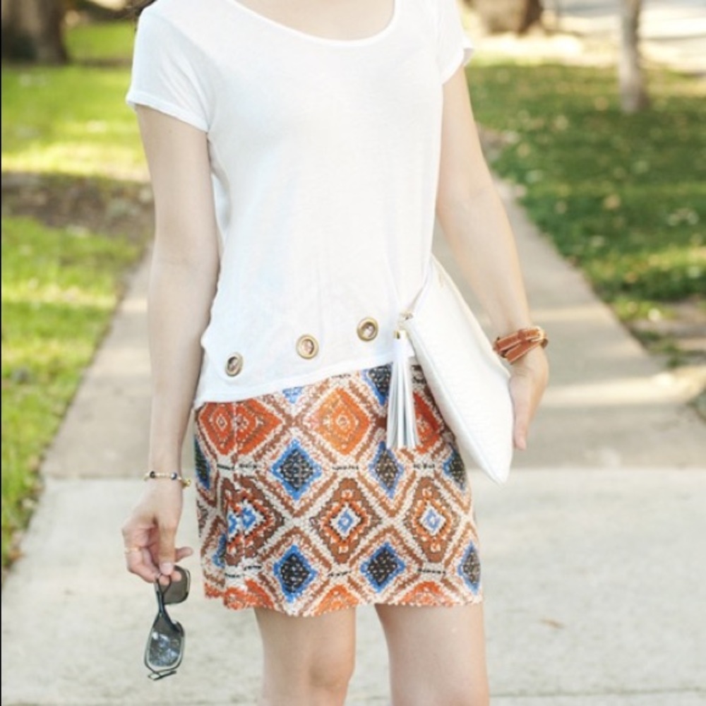 Boutique Item: Aztec Sequin Mini Skirt