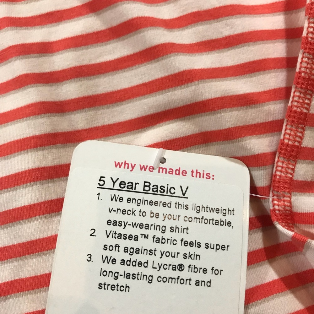 • Lululemon • 5 Year Basic V Neck Stripe XXL New - Picture 5 of 5