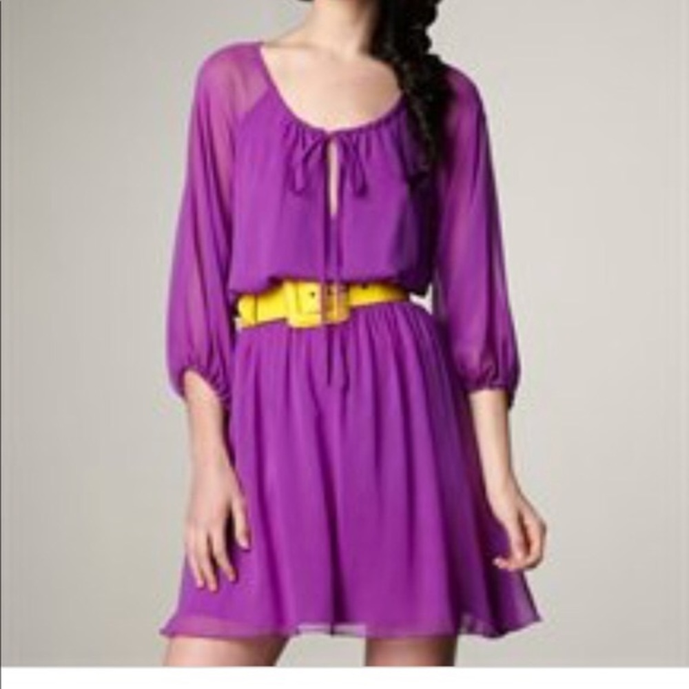 Alice and Olivia purple silk 3/4 sleeve dress