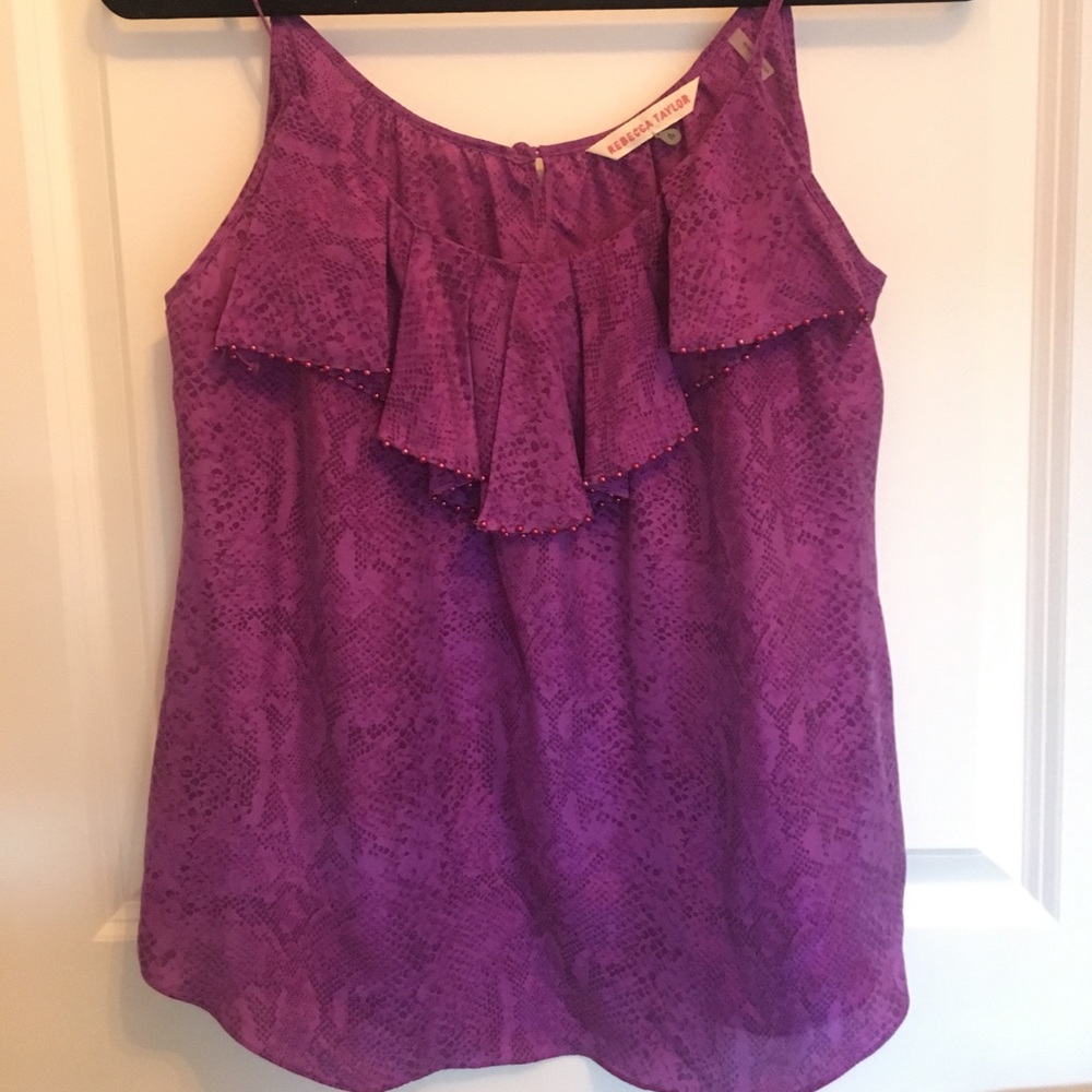 Rebecca Taylor Purple Silk Snakeskin Pattern Tank