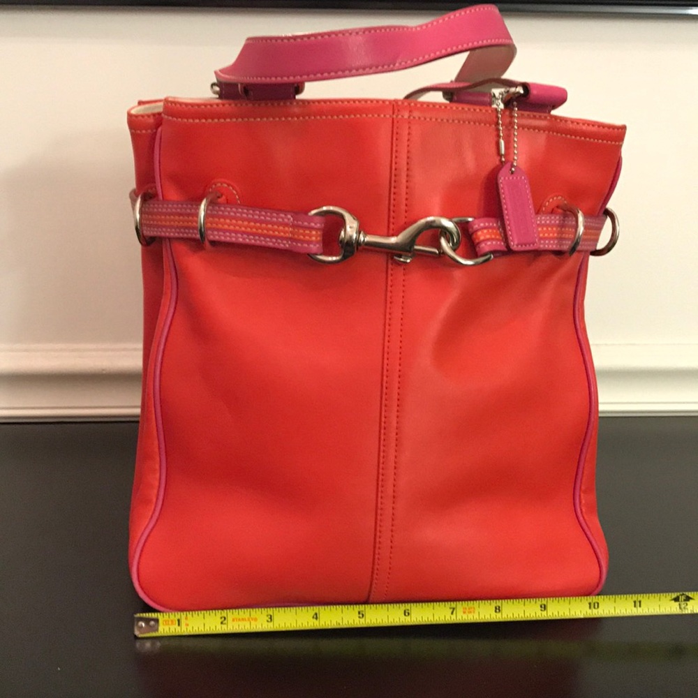 Red Coach Bucket Handbag