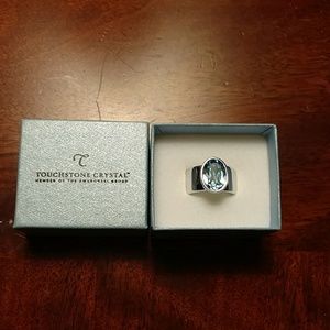 Touchstone Wide Band Ring w/Aquamarine Stone