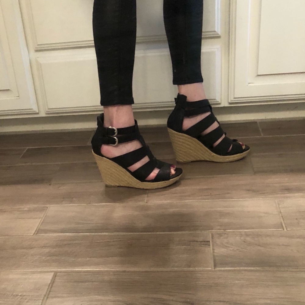 Target wedge black scrappy shoes size 10