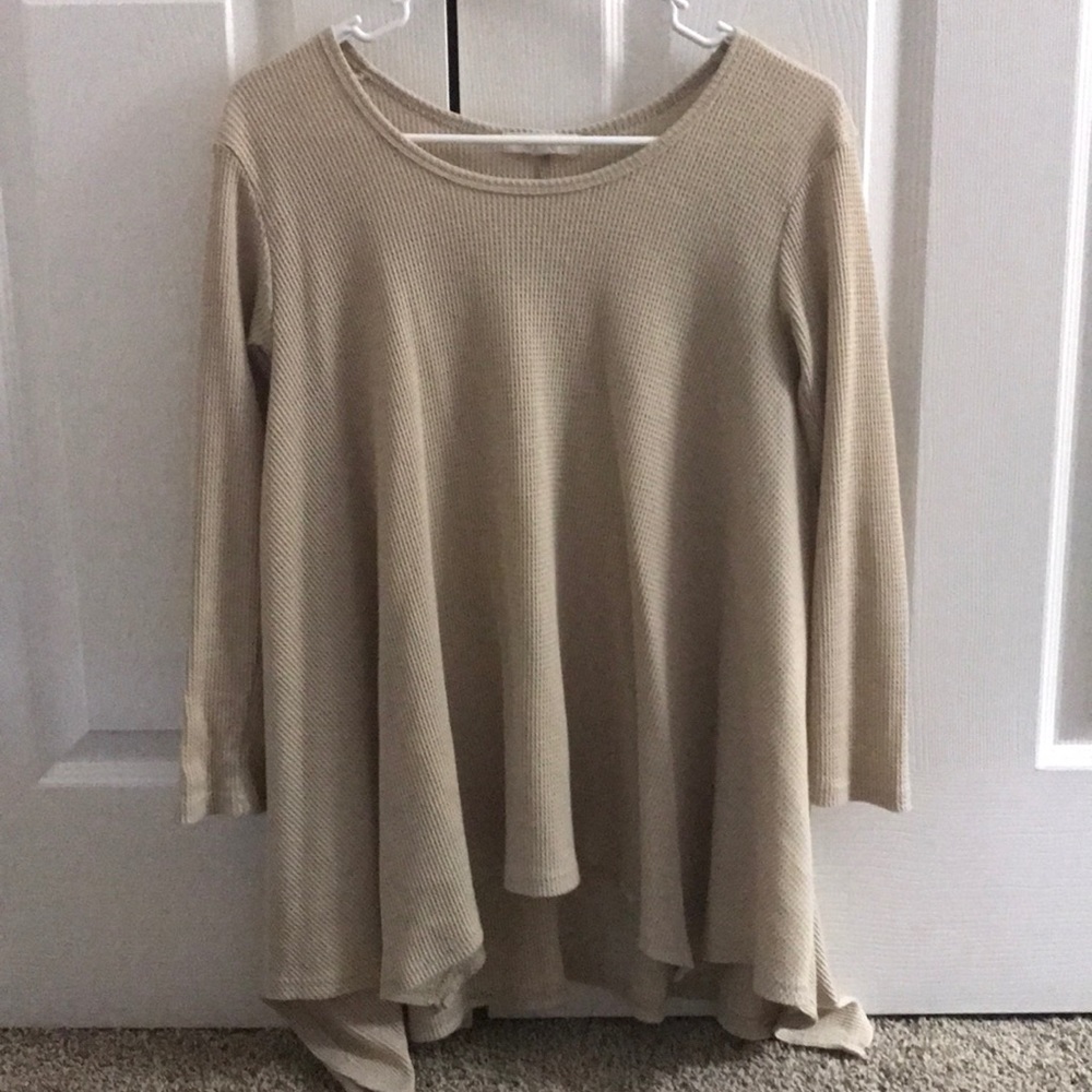 Tan waffle top! Bought from Apricot Lane boutique