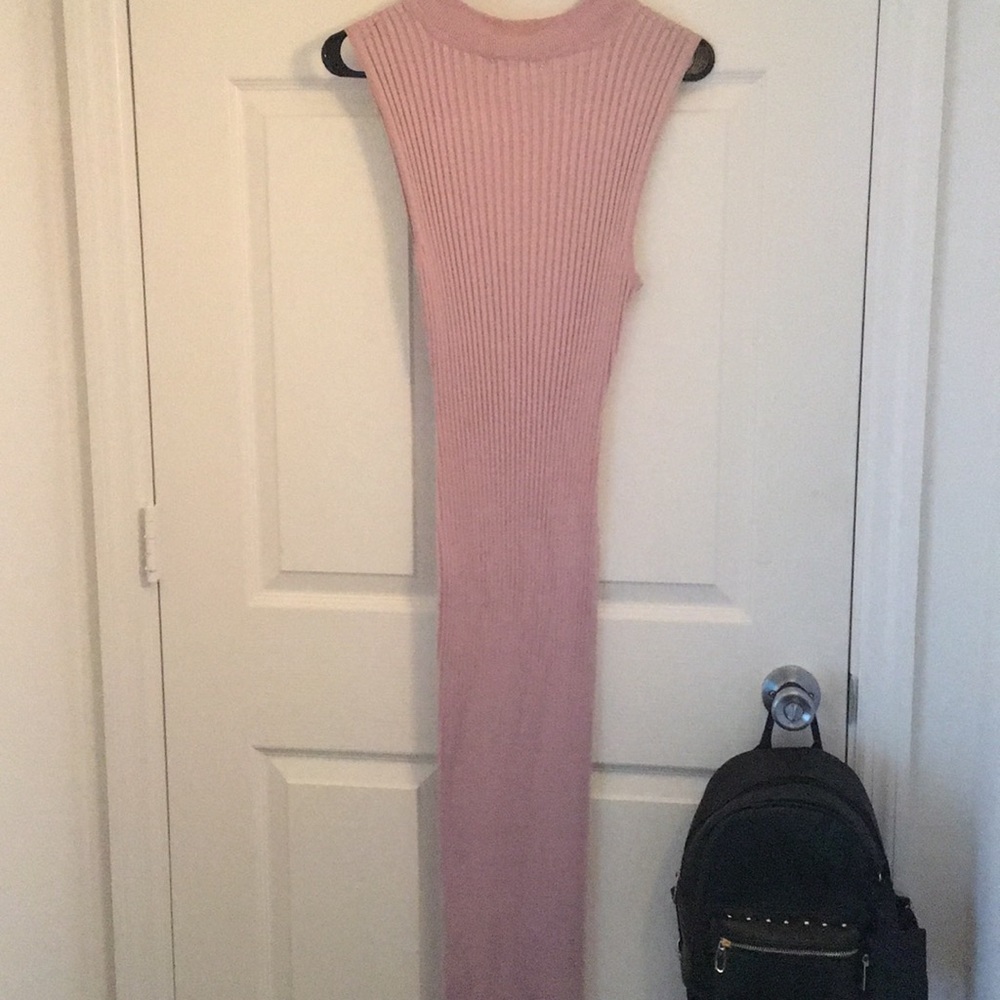 Long blush tube midi knitted dress