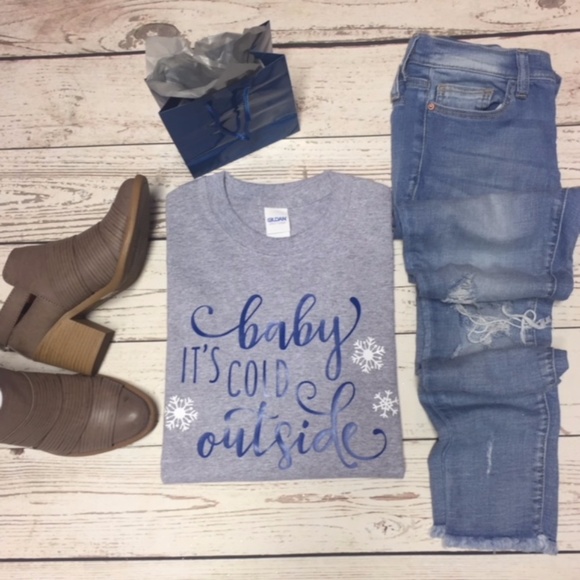 "Baby It's Cold Outside" Graphic Christmas LS Tee - Picture 2 of 3