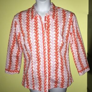 TIZZIE Pink Orange Coral 3/4 Sleeve Top Sz XL