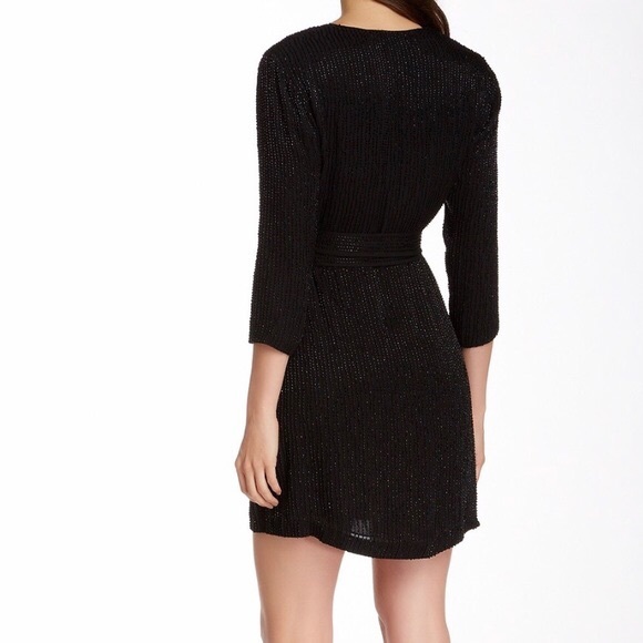 DVF Beaded Julian Two Mini Wrap Dress - Picture 3 of 7
