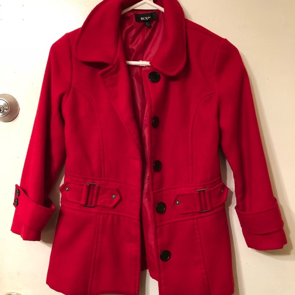 BCX Girls Red Pea Coat