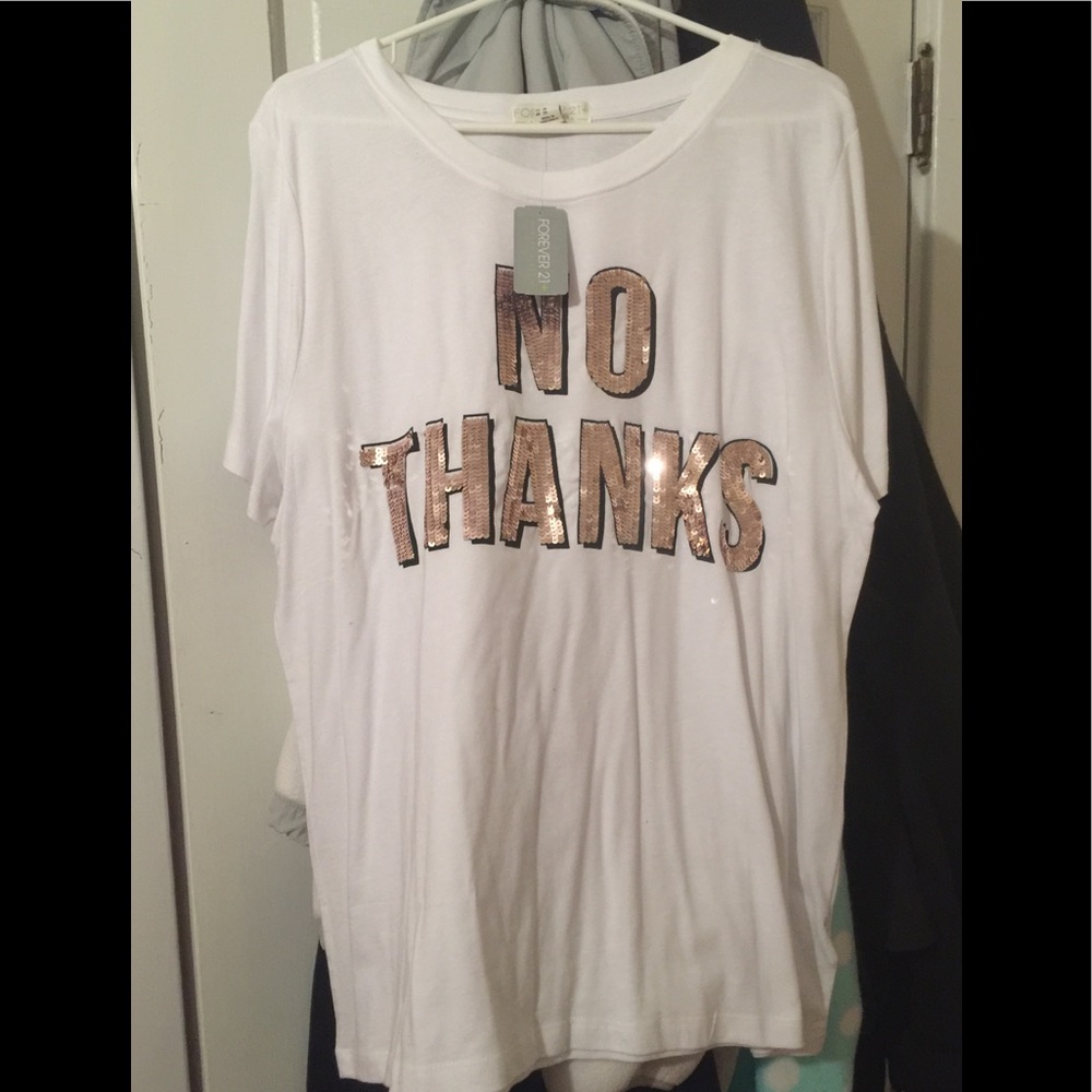 Forever21 Plus White Tee with Gold Sequins