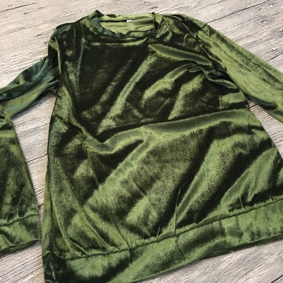 Sexy Olive Faux Velvet Two Piece Casual Set - Picture 5 of 6