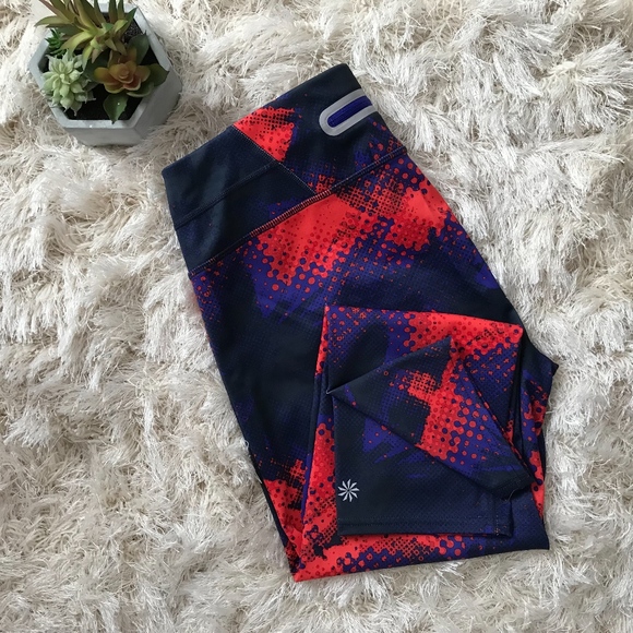 Athleta Pants - Athleta Crop Blue Orange Large Running Workout