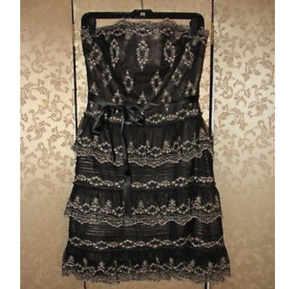 BCBG Max Azria Floral Embroidered Tiered Ruffle 6