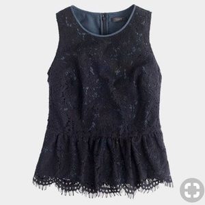 Jcrew lace peplum top back size 8 NEW
