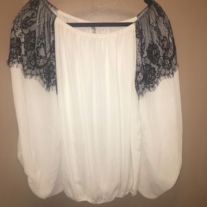 White and black blouse