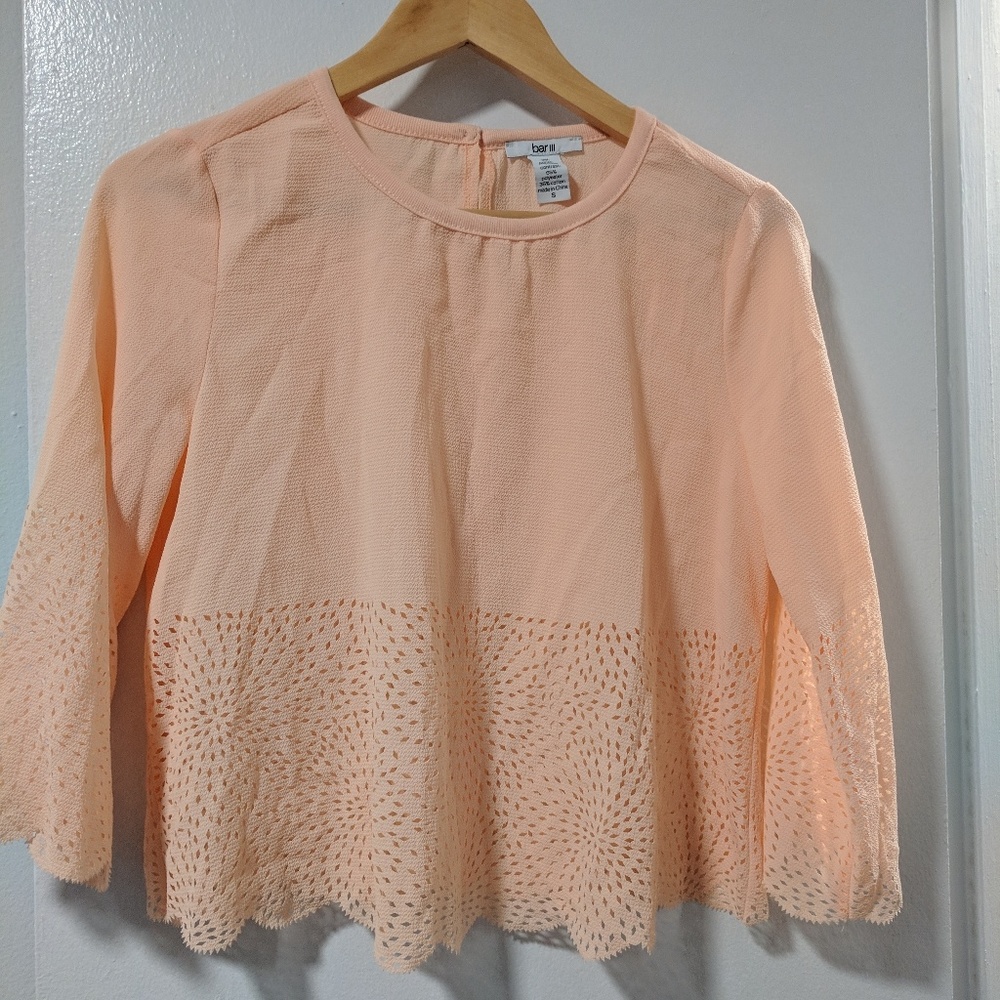 Laser-cut cream cropped top