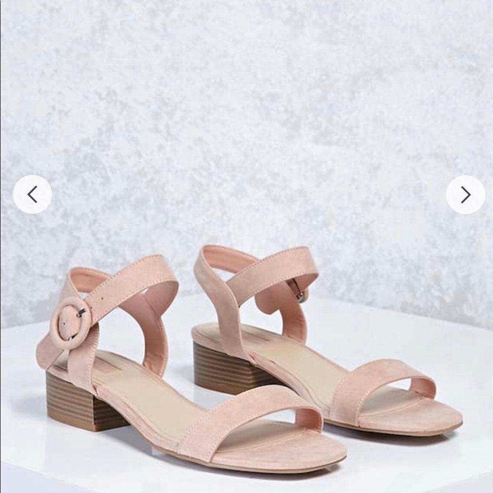 Faux suede ankle-strap heels