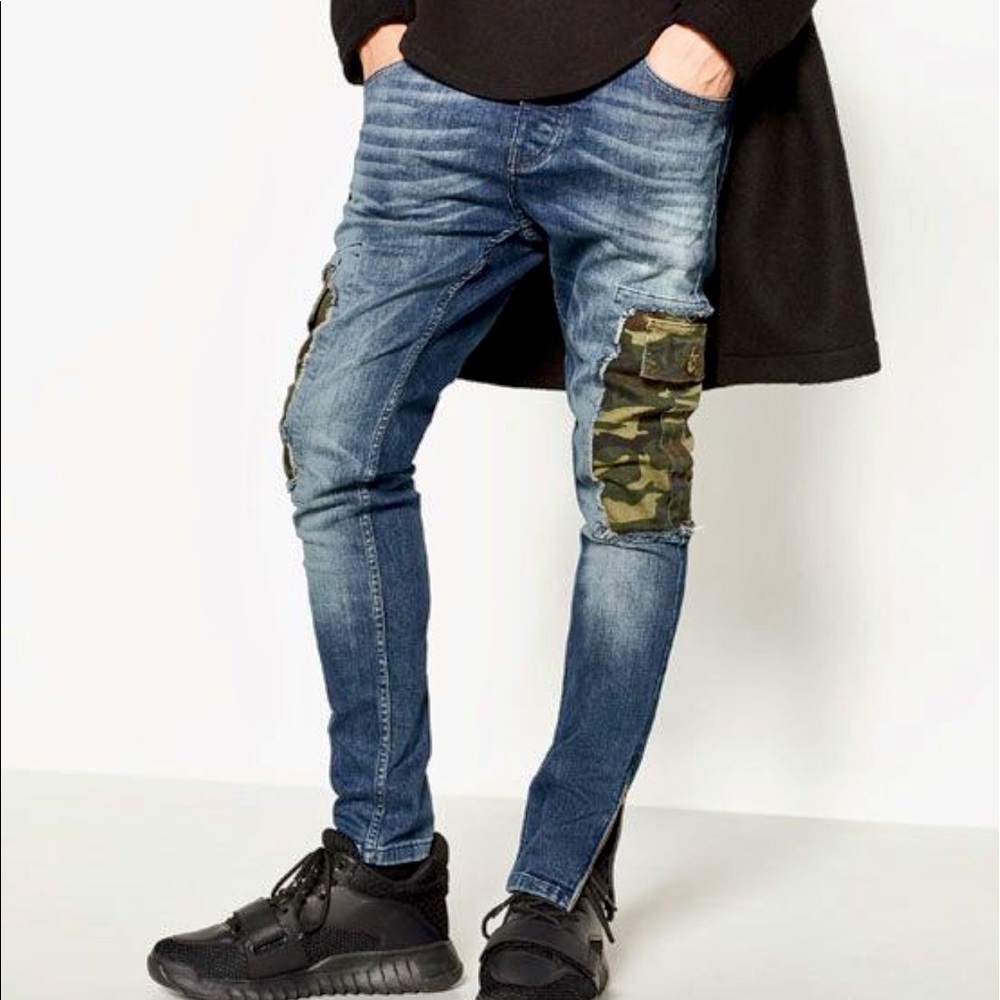 Zara Men's Camouflage Cargo Jeans - Worn Once
