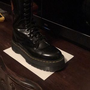 Doc martens platform knee boots.